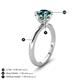 3 - Abena 1.01 ctw London Blue Topaz (6.50 mm) with Prong Studded Side Natural Diamond Solitaire Plus Engagement Ring 