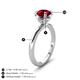 3 - Abena 1.01 ctw Ruby (6.00 mm) with Prong Studded Side Natural Diamond Solitaire Plus Engagement Ring 