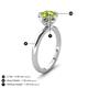 3 - Abena 1.16 ctw Peridot (6.50 mm) with Prong Studded Side Natural Diamond Solitaire Plus Engagement Ring 