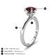 3 - Abena 1.11 ctw Red Garnet (6.50 mm) with Prong Studded Side Natural Diamond Solitaire Plus Engagement Ring 