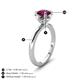 3 - Abena 1.06 ctw Rhodolite Garnet (6.50 mm) with Prong Studded Side Natural Diamond Solitaire Plus Engagement Ring 