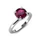 4 - Abena 1.06 ctw Rhodolite Garnet (6.50 mm) with Prong Studded Side Natural Diamond Solitaire Plus Engagement Ring 