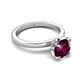 5 - Abena 1.06 ctw Rhodolite Garnet (6.50 mm) with Prong Studded Side Natural Diamond Solitaire Plus Engagement Ring 
