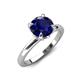 4 - Abena 1.21 ctw Blue Sapphire (6.00 mm) with Prong Studded Side Natural Diamond Solitaire Plus Engagement Ring 