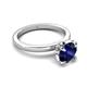 5 - Abena 1.21 ctw Blue Sapphire (6.00 mm) with Prong Studded Side Natural Diamond Solitaire Plus Engagement Ring 