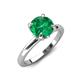 4 - Abena 0.86 ctw Emerald (6.00 mm) with Prong Studded Side Natural Diamond Solitaire Plus Engagement Ring 