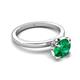 5 - Abena 0.86 ctw Emerald (6.00 mm) with Prong Studded Side Natural Diamond Solitaire Plus Engagement Ring 