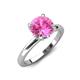 4 - Abena 1.16 ctw Pink Sapphire (6.00 mm) with Prong Studded Side Natural Diamond Solitaire Plus Engagement Ring 