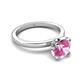 5 - Abena 1.16 ctw Pink Sapphire (6.00 mm) with Prong Studded Side Natural Diamond Solitaire Plus Engagement Ring 
