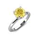 4 - Abena 1.01 ctw Yellow Sapphire (6.00 mm) with Prong Studded Side Natural Diamond Solitaire Plus Engagement Ring 