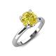 4 - Abena 1.06 ctw Yellow Diamond (6.50 mm) with Prong Studded Side Natural Diamond Solitaire Plus Engagement Ring 