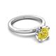 5 - Abena 1.06 ctw Yellow Diamond (6.50 mm) with Prong Studded Side Natural Diamond Solitaire Plus Engagement Ring 