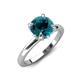 4 - Abena 1.06 ctw Blue Diamond (6.50 mm) with Prong Studded Side Natural Diamond Solitaire Plus Engagement Ring 