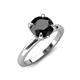 4 - Abena 1.56 ctw Black Diamond (6.50 mm) with Prong Studded Side Natural Diamond Solitaire Plus Engagement Ring 