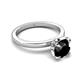 5 - Abena 1.56 ctw Black Diamond (6.50 mm) with Prong Studded Side Natural Diamond Solitaire Plus Engagement Ring 