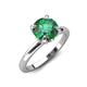 4 - Abena 1.06 ctw Created Alexandrite (6.50 mm) with Prong Studded Side Natural Diamond Solitaire Plus Engagement Ring 