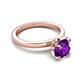 5 - Abena 0.93 ctw Amethyst (6.50 mm) with Prong Studded Side Natural Diamond Solitaire Plus Engagement Ring 