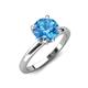 4 - Abena 1.01 ctw Blue Topaz (6.50 mm) with Prong Studded Side Natural Diamond Solitaire Plus Engagement Ring 