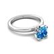 5 - Abena 1.01 ctw Blue Topaz (6.50 mm) with Prong Studded Side Natural Diamond Solitaire Plus Engagement Ring 