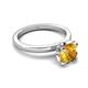 5 - Abena 0.93 ctw Citrine (6.50 mm) with Prong Studded Side Natural Diamond Solitaire Plus Engagement Ring 