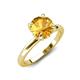 4 - Abena 0.93 ctw Citrine (6.50 mm) with Prong Studded Side Natural Diamond Solitaire Plus Engagement Ring 