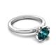 5 - Abena 1.01 ctw London Blue Topaz (6.50 mm) with Prong Studded Side Natural Diamond Solitaire Plus Engagement Ring 