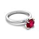 5 - Abena 1.01 ctw Ruby (6.00 mm) with Prong Studded Side Natural Diamond Solitaire Plus Engagement Ring 