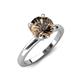 4 - Abena 1.06 ctw Smoky Quartz (6.50 mm) with Prong Studded Side Natural Diamond Solitaire Plus Engagement Ring 