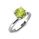 4 - Abena 1.16 ctw Peridot (6.50 mm) with Prong Studded Side Natural Diamond Solitaire Plus Engagement Ring 