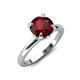 4 - Abena 1.11 ctw Red Garnet (6.50 mm) with Prong Studded Side Natural Diamond Solitaire Plus Engagement Ring 