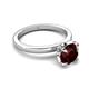 5 - Abena 1.11 ctw Red Garnet (6.50 mm) with Prong Studded Side Natural Diamond Solitaire Plus Engagement Ring 