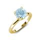 4 - Abena 0.93 ctw Aquamarine (6.50 mm) with Prong Studded Side Natural Diamond Solitaire Plus Engagement Ring 