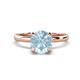 1 - Abena 0.93 ctw Aquamarine (6.50 mm) with Prong Studded Side Natural Diamond Solitaire Plus Engagement Ring 