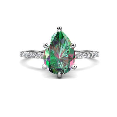 Aisha ctw Created Alexandrite x Pear Shape Hidden Halo accented Lab Grown Diamond Women Engagement ring