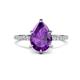 1 - Aisha 1.51 ctw Amethyst (9x6 mm) Pear Shape Hidden Halo accented Lab Grown Diamond Women Engagement ring
