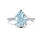 1 - Aisha 1.56 ctw Aquamarine (9x6 mm) Pear Shape Hidden Halo accented Lab Grown Diamond Women Engagement ring