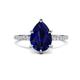 1 - Aisha 1.99 ctw Created Blue Sapphire (9x6 mm) Pear Shape Hidden Halo accented Lab Grown Diamond Women Engagement ring
