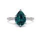 1 - Aisha 2.01 ctw London Blue Topaz (9x6 mm) Pear Shape Hidden Halo accented Lab Grown Diamond Women Engagement ring