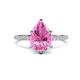 1 - Aisha 1.86 ctw Created Pink Sapphire (9x6 mm) Pear Shape Hidden Halo accented Lab Grown Diamond Women Engagement ring