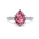 1 - Aisha 1.86 ctw Pink Tourmaline (9x6 mm) Pear Shape Hidden Halo accented Lab Grown Diamond Women Engagement ring
