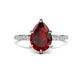 1 - Aisha 1.96 ctw Red Garnet (9x6 mm) Pear Shape Hidden Halo accented Lab Grown Diamond Women Engagement ring
