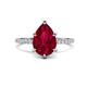 1 - Aisha 1.99 ctw Created Ruby (9x6 mm) Pear Shape Hidden Halo accented Lab Grown Diamond Women Engagement ring