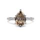 1 - Aisha 1.56 ctw Smoky Quartz (9x6 mm) Pear Shape Hidden Halo accented Lab Grown Diamond Women Engagement ring