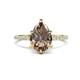 1 - Aisha 1.56 ctw Smoky Quartz (9x6 mm) Pear Shape Hidden Halo accented Lab Grown Diamond Women Engagement ring