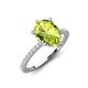 3 - Aisha 1.86 ctw Peridot (9x6 mm) Pear Shape Hidden Halo accented Lab Grown Diamond Women Engagement ring