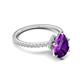 5 - Aisha 1.51 ctw Amethyst (9x6 mm) Pear Shape Hidden Halo accented Lab Grown Diamond Women Engagement ring