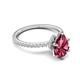 5 - Aisha 1.86 ctw Pink Tourmaline (9x6 mm) Pear Shape Hidden Halo accented Lab Grown Diamond Women Engagement ring