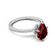 5 - Aisha 1.96 ctw Red Garnet (9x6 mm) Pear Shape Hidden Halo accented Lab Grown Diamond Women Engagement ring