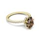5 - Aisha 1.56 ctw Smoky Quartz (9x6 mm) Pear Shape Hidden Halo accented Lab Grown Diamond Women Engagement ring