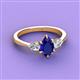 3 - Naomi 2.55 ctw Blue Sapphire Pear Shape (9x7 mm) accented Natural Diamond Three Stone Women Engagement Ring 